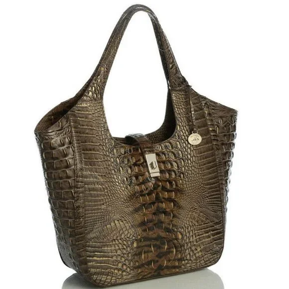 NWT Brahmin Melbourne Collection Carla Crocodile Embossed Leather Tote Instinct